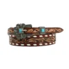Angel Ranch Brown Ladies Belt With Tooled Floral Design