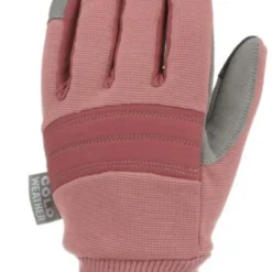 Wells Lamont Women's Slip-On Warm Fleece-Lined Synthetic Leather Palm Winter Gloves In Plum/Grey