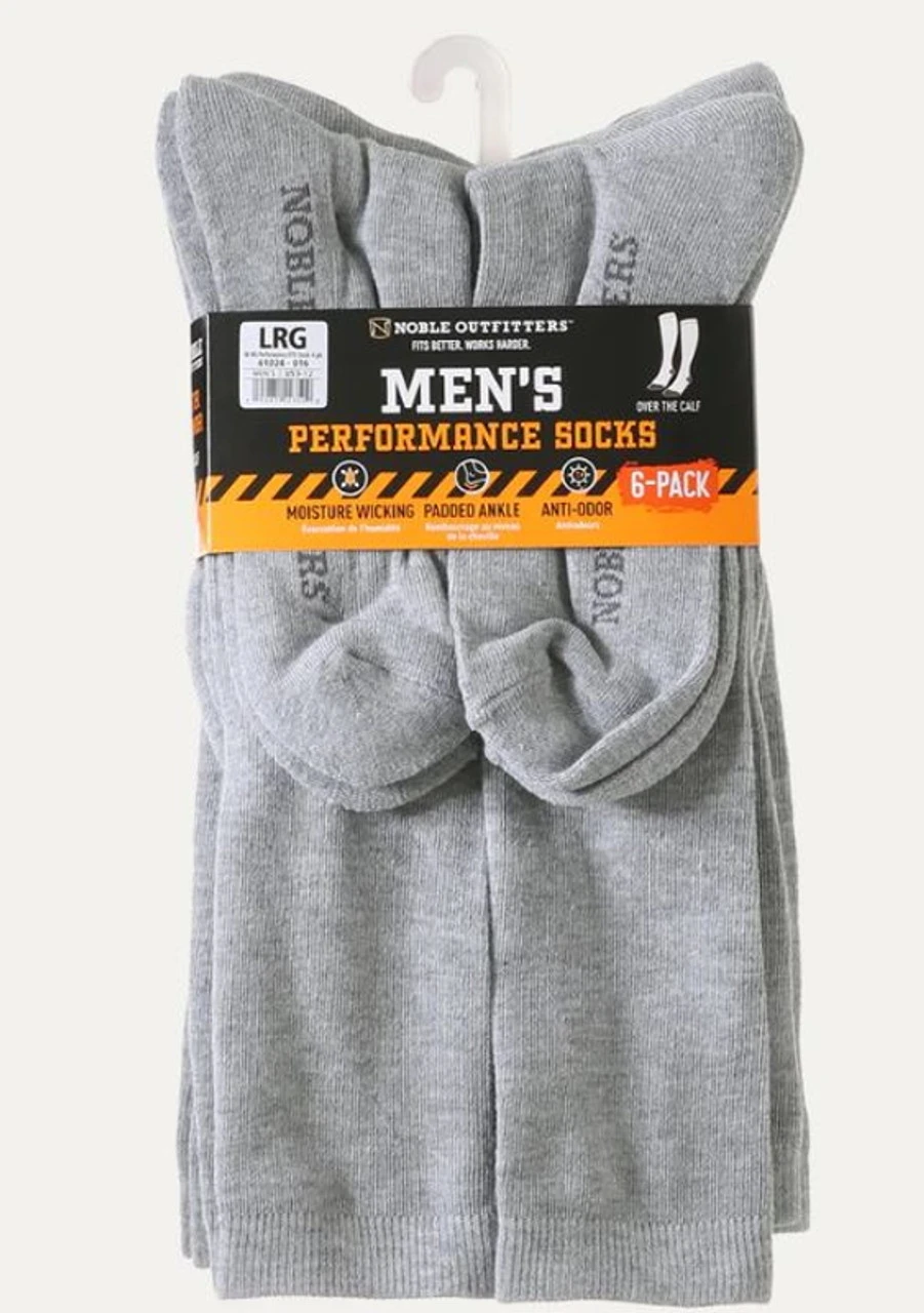 Noble Outfitters Mens 6 Pack Over The Calf Sock Heather Grey 2 Noble Outfitters Mens 6 Pack Over The Calf Sock Heather Grey - Image 2